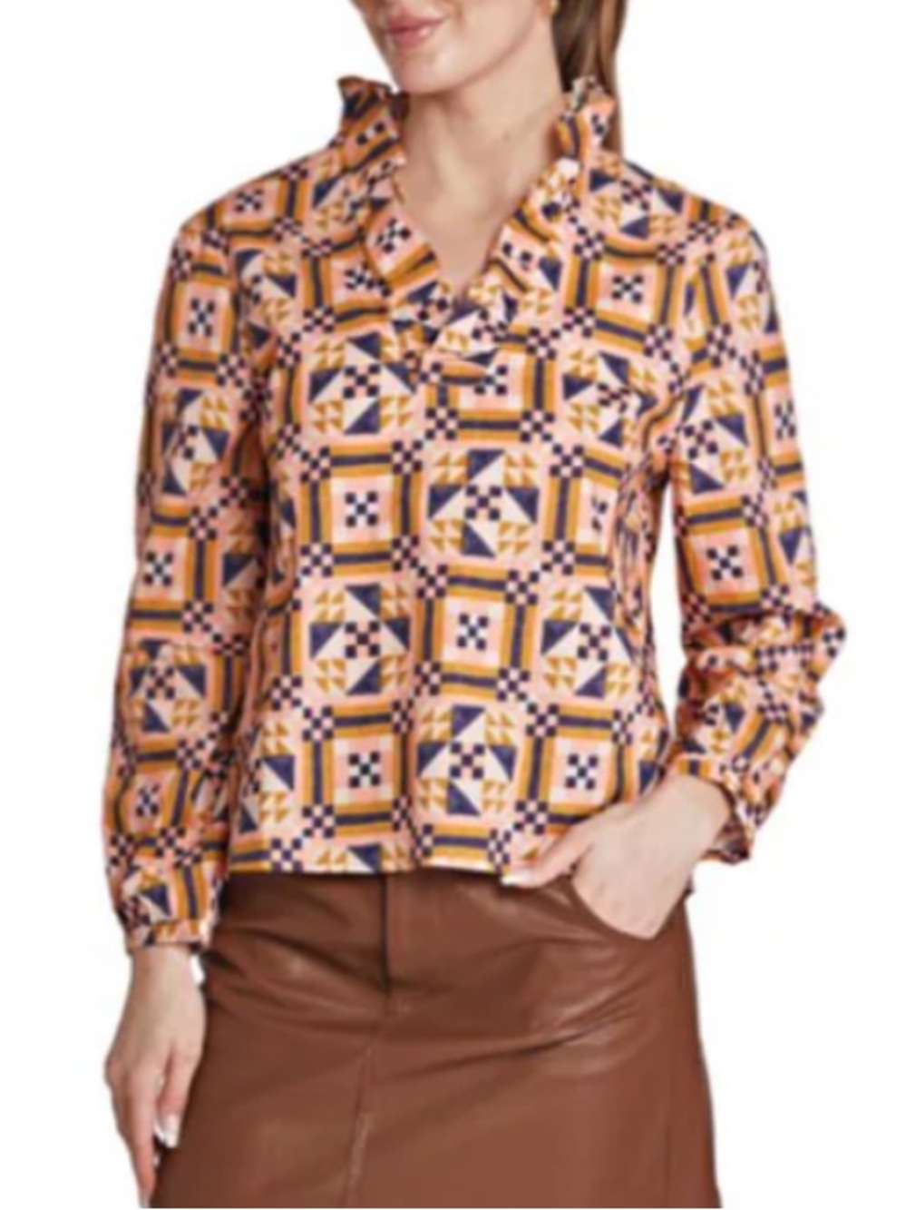 Taylor Tillman Gabrielle Top in Pink Tile SZ XS NWT